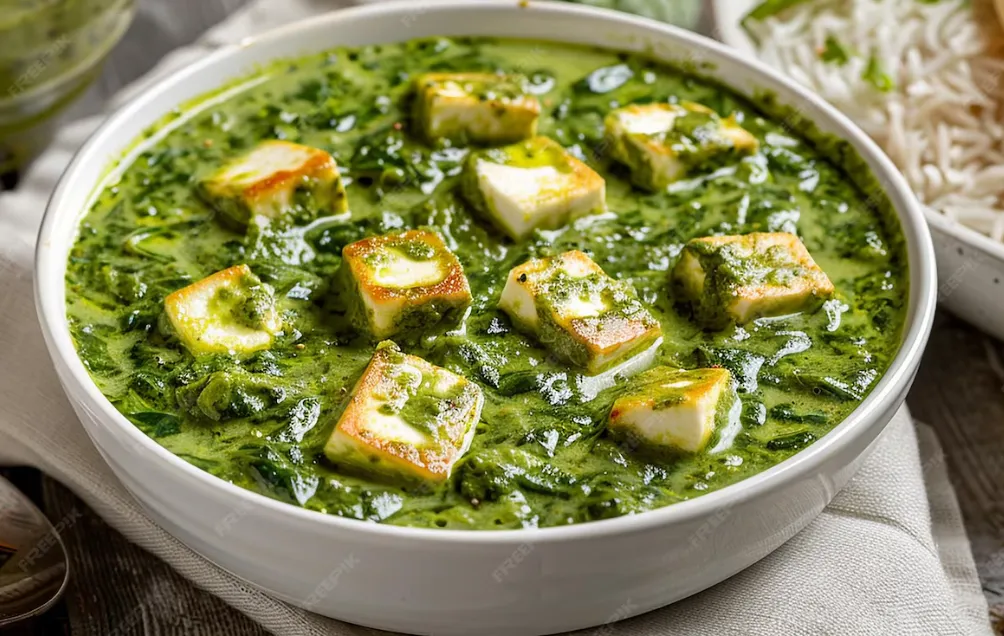 Palak Paneer spinach and paneer curry at New Asian Village Edmonton & Sherwood Park